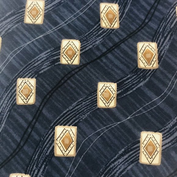 Two Bugatti Italian 100% Silk Ties Blue Abstact Fall Leaf Pattern - Picture 2 of 12